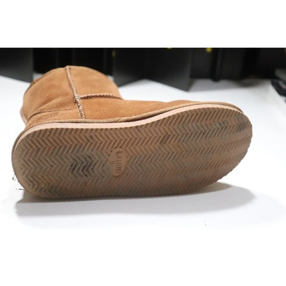 Lamo Kids Classic Boot Brown Suede Faux Fur Lining Pull On Comfort Size 5Y